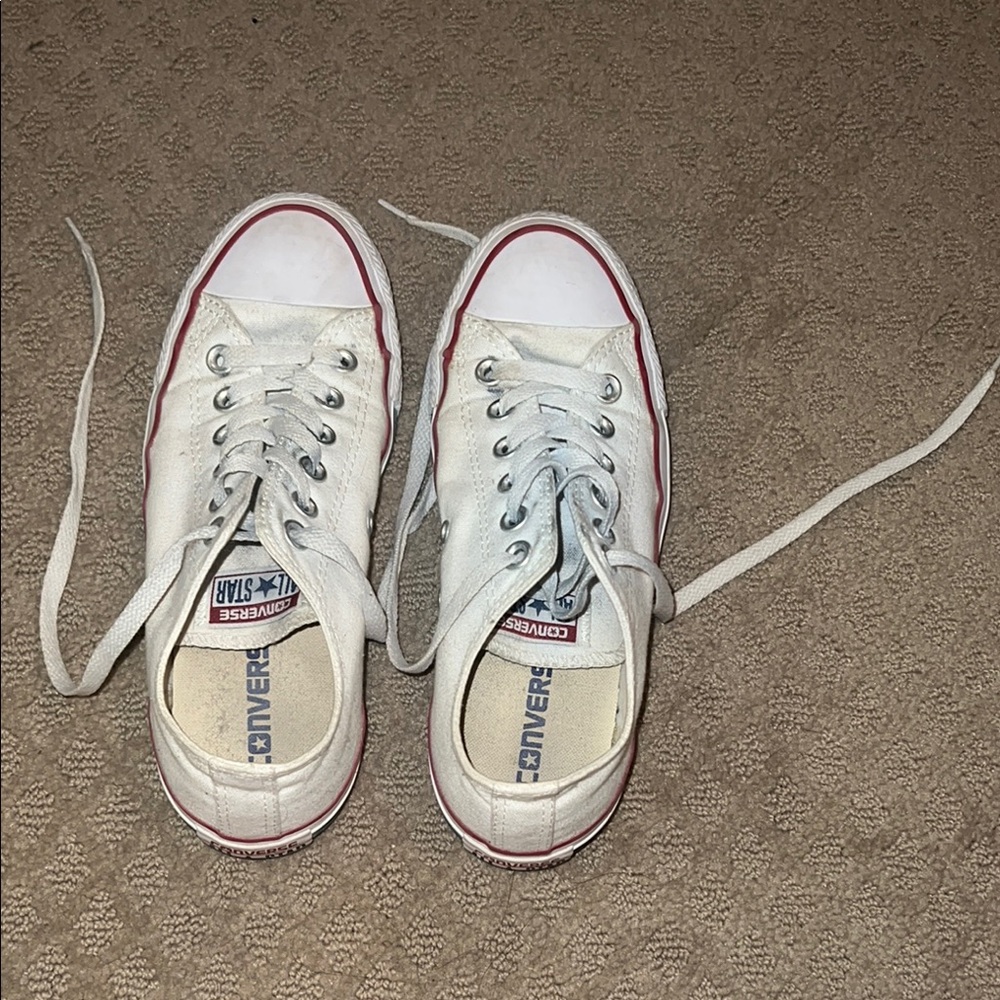 Converse White Sneakers with Red Trim